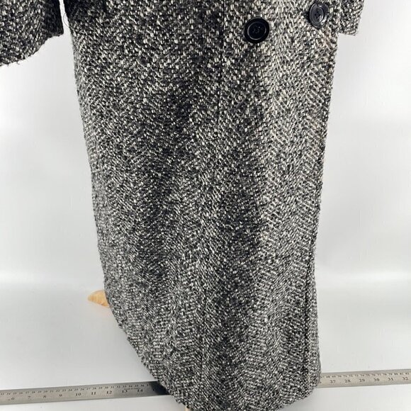 𝅺emblem vintage wool blend full length coat button down faux leather detail - Picture 7 of 9